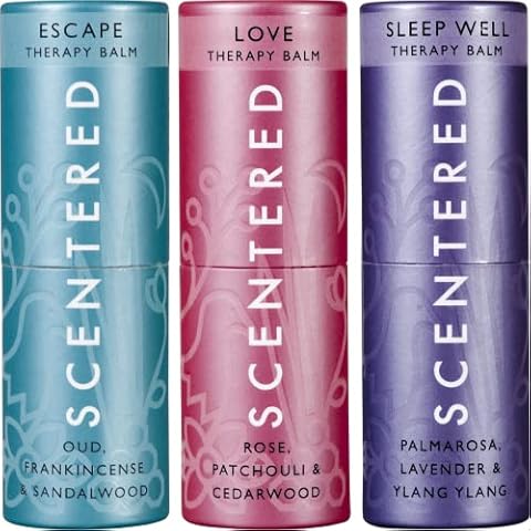 Scentered Aromatherapy Balm Essential Oils Gift Set - Be Kind to Yourself - Pack of 3 Balms: Sleep Well, Escape, Love - Lavender, Cedarwood, Ylang Ylang Essential Oil - Relaxing Gifts for Women Cover