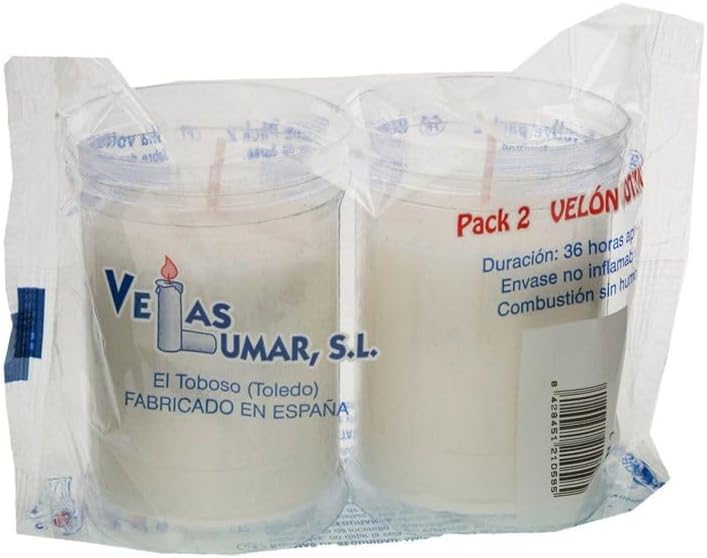 DRW Pack of 24 Candles, 36 Hour Burn Time, Wax and PVC Lining, White Velon with Transparent Protective Coating, Medidas: Duracion horas