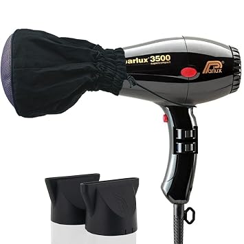 Parlux 3500 Super Compact Black Hair Dryer + M Hair Designs Metal Mesh Diffuser Bundle Lightweight, High-Speed Blow Dryer for Fast Drying & Volumizing Curls