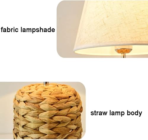 Miniatura 2 de Lámparas de Mesa Lámpara de mesa de ratán con pantalla de tela, decoración nórdica, lámpara de mesita de noche industrial para dormitorio, sala de