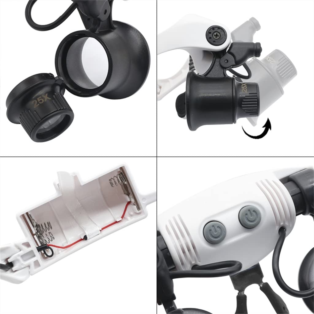 Lupa de Casco con iluminación 4 Ampliación Gafas binoculares Manos Libres for reparación y joyería