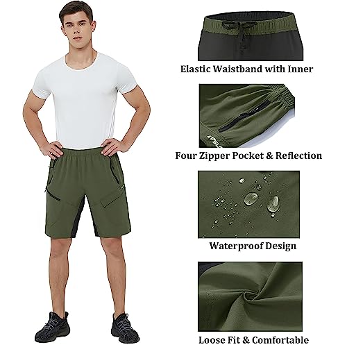 Men's Mountain Bike Shorts 3D Padded Baggy Bicycle Riding Cycling Shorts Quick Dry Lightweight Biking Shorts(Green S) #TOP4