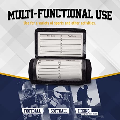 gsm brands quarterback qb play wristband - youth size - pro football armband playbook - 10 pack black