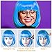 PLULON Sky Blue Bob Wig and Sunglass Set, Neon Short Bob Wig Sunglass Pack Costume Colorful Cosplay Wig Hairpieces for Bachelorette Neon Party Favors, Halloween Decorations
