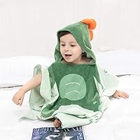 Vista 4 de TONWHAR Toalla de playa de algodón con capucha para baño/piscina/playa para niños, toalla de playa de algodón con patrón de animales de dibujos