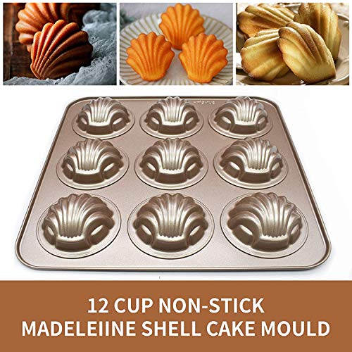 Ihanini Madeleine Pans For Baking 9-Cavity Cake Pan Non-Stick Bake-Ware Mold For Oven Baking Champagne Gold #TOP5
