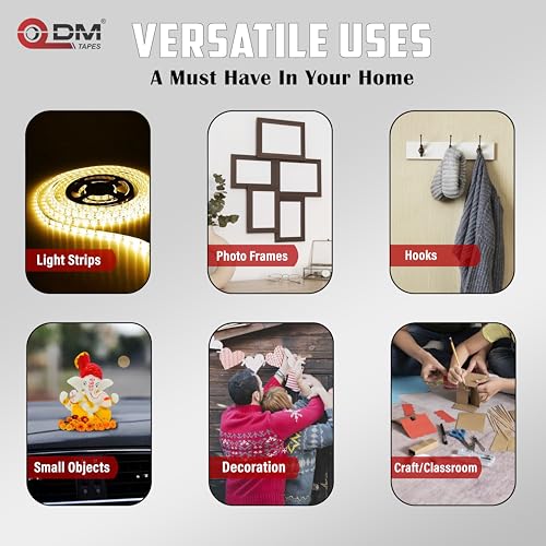 Image of DM TAPES Double-Sided Acrylic Tape Clear - 10mm x 7m for Strong Adhesion and Versatile Use | Strong Bonding Tape for Plastic, Metal, Interior, Glass,Wooden & Exterior Use, Multiple Surface (Pack of 5)