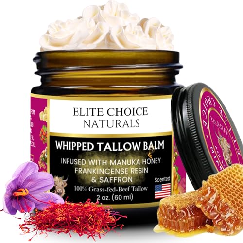 Beef Tallow for Face – Whipped Tallow Balm with Honey – Beef Tallow Moisturizer for Skin – Tallow Face Moisturizer for Wrinkles, Dry Skin, and Fine Lines – Beef Tallow Lotion - 2 Fl oz, Frankincense