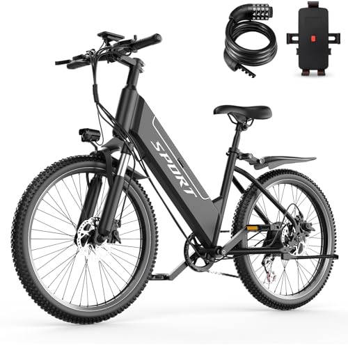 Image of Electric Bike for Adults, 1500W Peak E bike with 48V 12Ah Internal Removable Battery, 26 inch Electric Bicycle Up to 25MPH, 65 Miles Long Range, 5 Modes & 7 Speeds, Lightweight Cruiser E-bike for Commute