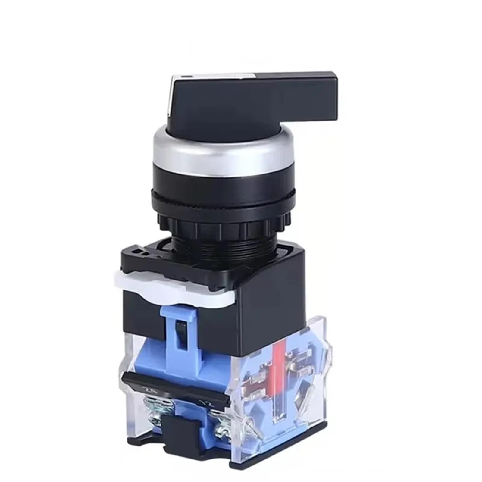 1 interruptor giratorio de 22 mm 1NO1NC/2NO LA38-11X2 20X3 interruptores de autobloqueo/reinicio automático 2/3 posiciones (corto 2 posiciones, 1 NO 1NC, autobloqueo)