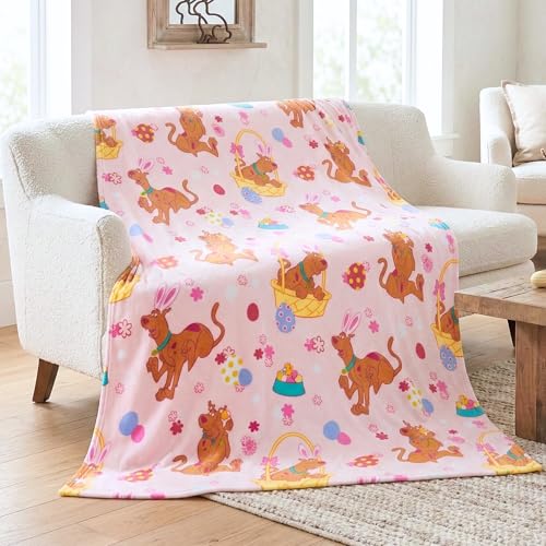 Scooby-Doo Easter Fluffy Throw 50 in x 70 in Soft Plush Lightweight Blanket for Couch Bed & Travel (100% Officially Licensed Product) by Franco Collectibles