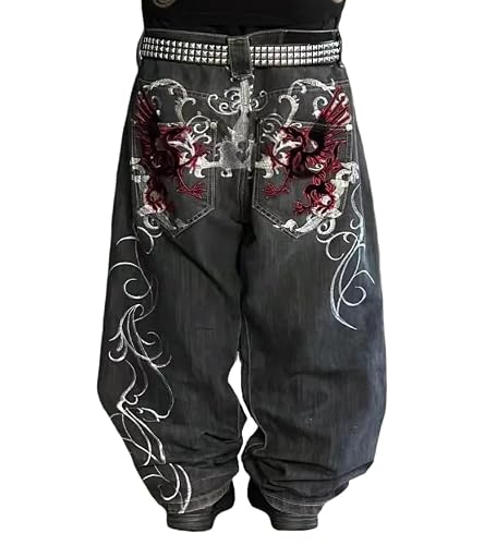 Y2K Baggy Jeans – Unisex Hip-Hop Street Style Unique Embroidered
