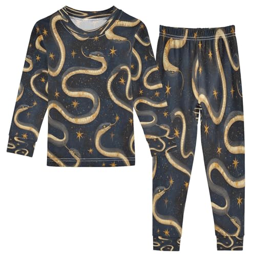 Pajama Sets Long Sleeve Pattern with Snakes and Stars Soft Comfy Sleepwear 2 Piece PJS 3-8T