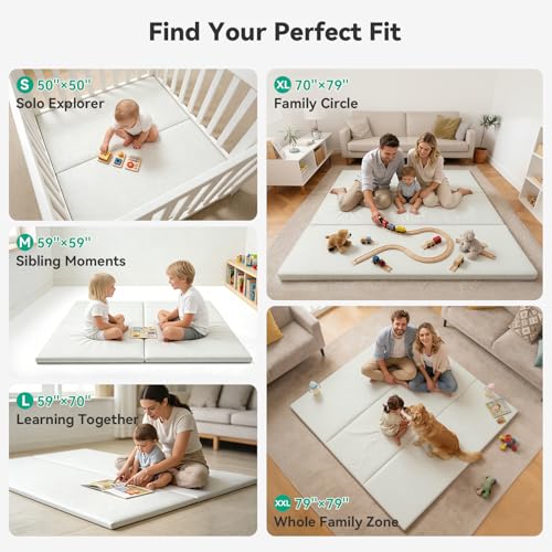 Image of Baby Play Mat 59x70 Inch, Removable Machine Washable Cover, 1.3'' Waterproof Floor Mat for Crawling, Ideal for Tummy Time, Crawling, Nursery & Playroom