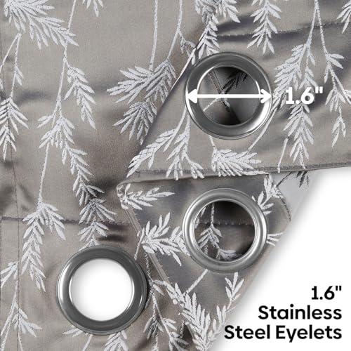 Image of haus & kinder Printed Jacquard Window Curtains 5 Feet Long Pack of 2 Window Curtains, 5 Feet Curtains for Window (Whispering Willows, Slate 130x152 CM)