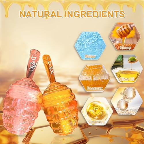 Honey Lip Oil, 2PCS Clear Lip Gloss Set Moisturizing Lip Glow Oil - Image 2