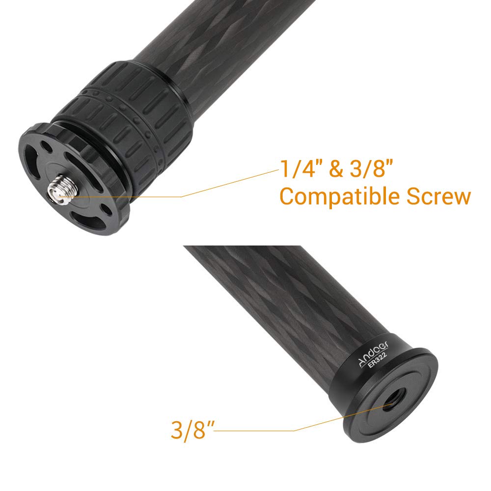 Andoer - Columna Central de trípode de Fibra de Carbono con Barra de extensión de cardán, diámetro de Tubo de 32 mm, Capacidad máxima de Carga de 15 kg