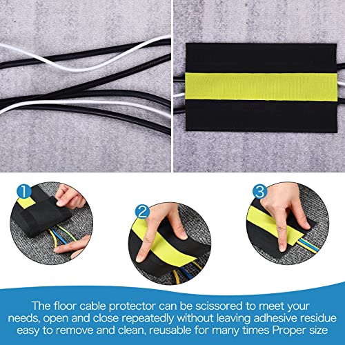 Image of WILLBOND Carpet Cord Cover Cable Protector Floor Cover Cable Protector Management Only for Commercial Office Carpet(39.37 ft,Black and Yellow)