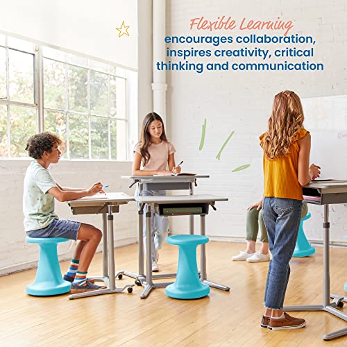 Image of ECR4Kids Twist Active Wobble Stool, 18in Seat Height, Classroom Furniture, Cyan