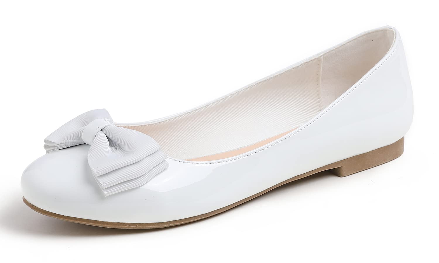 Feversole Women's Round Toe Cute Bow Trim Ballet Flats