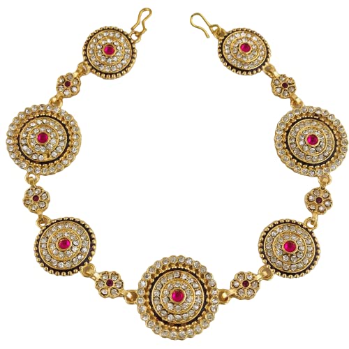 THE OPAL FACTORY Traditional Rajasthani Gold Plated AD Minakari Sheeshphool Matha patti in for Women and Girls (Red) (B09D9BSPRK) Amazon Price History, Amazon Price Tracker