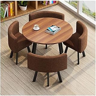 Conference Reception Room Coffee Table with Chair Office Negotiation Table and Chair Set Reception Room Conference Hall Business Hotel Living Room Kitchen Dinin,Brown-One Size