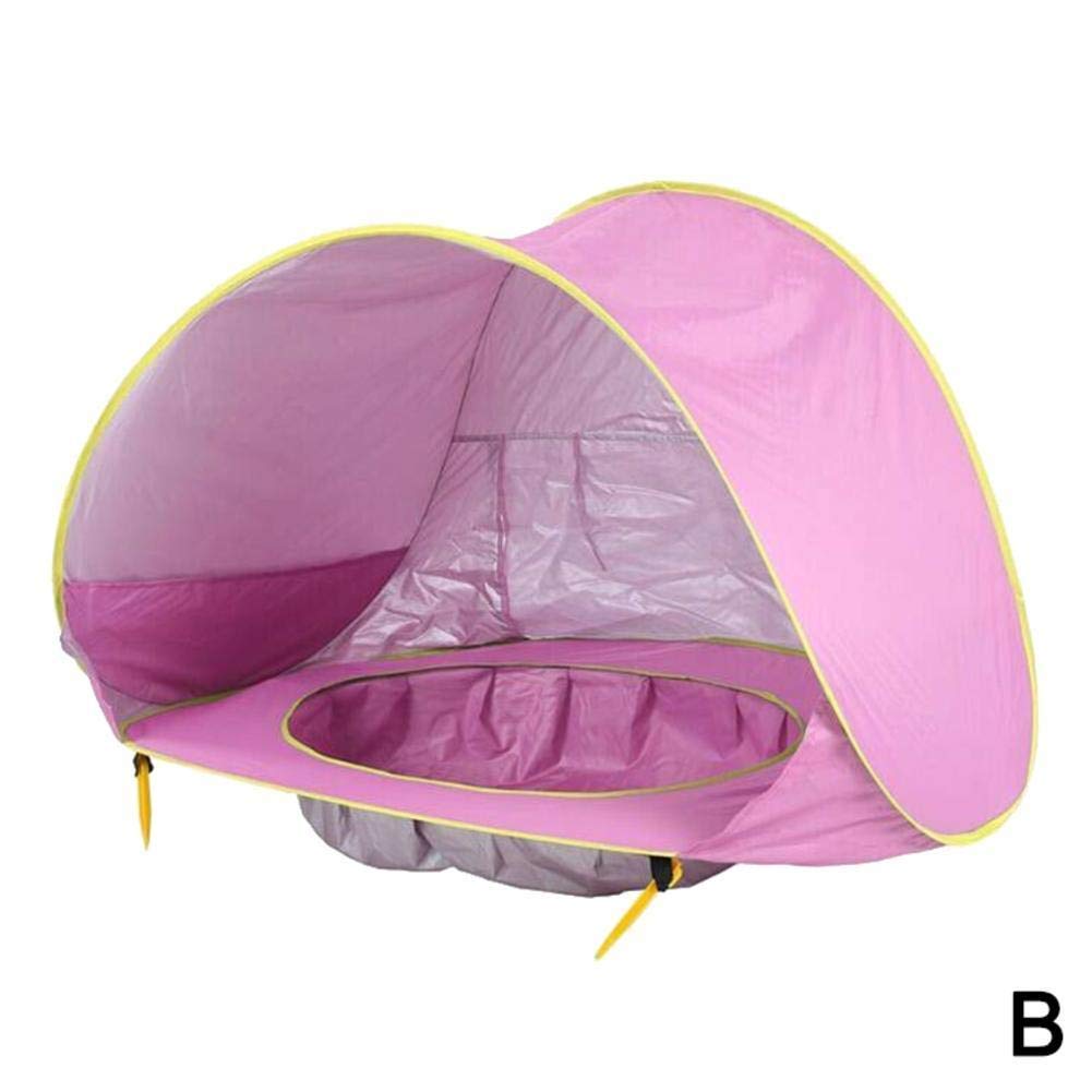 LelestarBaby Kids Tight Beach Pop Up Portable Swimming Pool Shade UV Protection Sun Shelter Baby Beach Tent Uv-Protect Sun Shelter With a Swimming Pool (Pink)