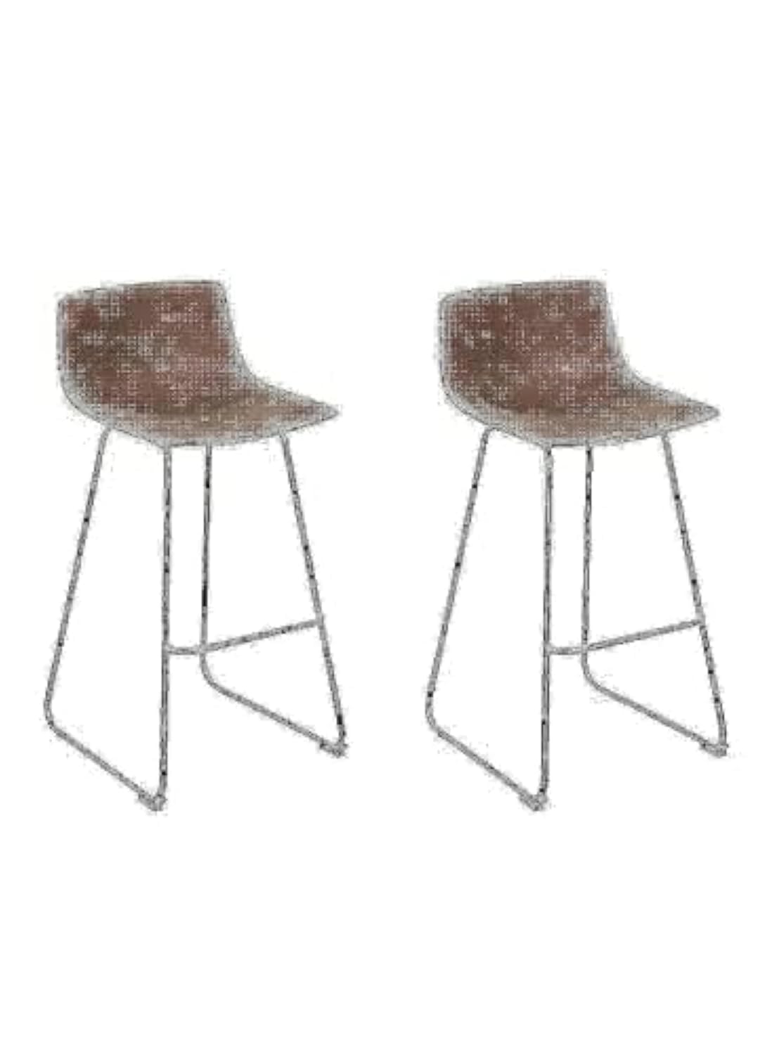 LANNY PU Leather Bar Stools Set of 2 Brown Office Cocktail High Chair Height for Pub Coffee Home Dinning Kitchen T10002 with Back and Footrest Modern (BROWN 2)