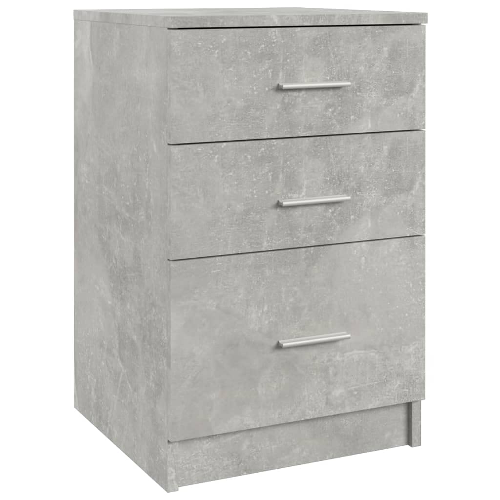 Table de nuit avec tiroirs spacieux gris béton pour chambre