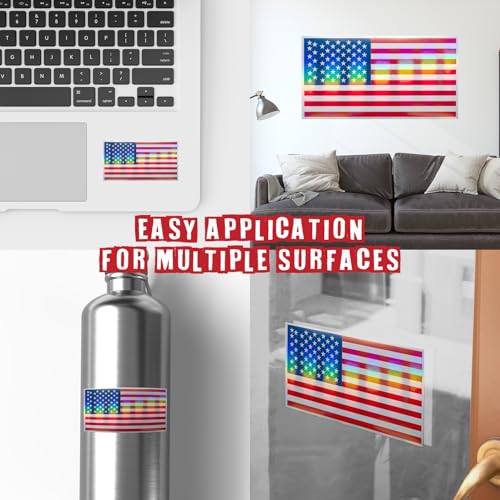 Image of American Flag Decal - USA Tactical Military Subdued Patriotic (Set of 2) 3 x 5 inches Premium Waterproof Vinyl Decal Stickers for Car Truck (Holographic Sticker, 5 inches x 3 inches)