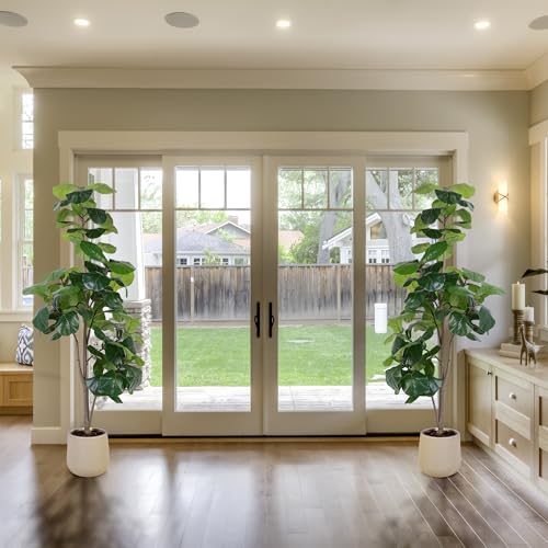 Jocoevol Artificial Fiddle Leaf Tree, 6Ft Faux Plant Fake Ficus Lyrata Silk Trees With White Planter, Artificial Fig Trees Floor Plants For House Office Living Room Indoor Home Decor thumb #6