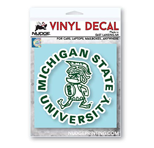 Image of Collegiate NCAA Car Decal Made from Premium Weatherproof Vinyl (Michigan State Tough Sparty - White)