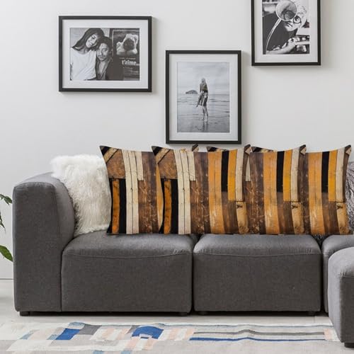 Housse de coussin effet bois rustique pour canapé et lit cosy - 4