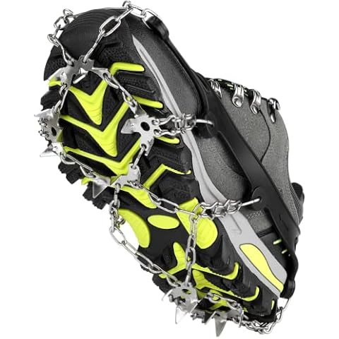 Crampons Ice Grips for Boots and Ice Cleats Traction Snow Shoes for Women Men, Snow Spikes Anti Slip 19 Stainless Steel Spikes Microspikes Shoe Grips Safe Protect for Hiking Climbing Mountaineering Cover