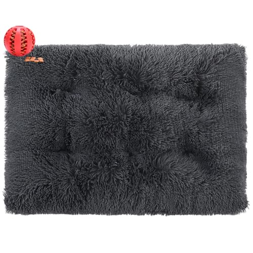 DOTBUY-SHOP Large Dog Bed Washable Plush, Soft Comfy Cat Bed Felt Rectangle Dog Bed Plain, Warm Pet Bed for autumn and Winter, Orthopedic Dog Beds Gift for Dogs and Cats (55X40cm,Black)