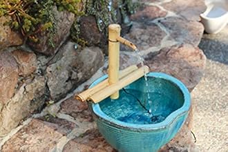 Bamboo Accents Zen Garden Bamboo Water Fountain Kit – Adjustable Bamboo Spout, Natural Matte Finish, Includes Quiet Submersible Pump – Indoor & Outdoor Fountain (Container Not Included)