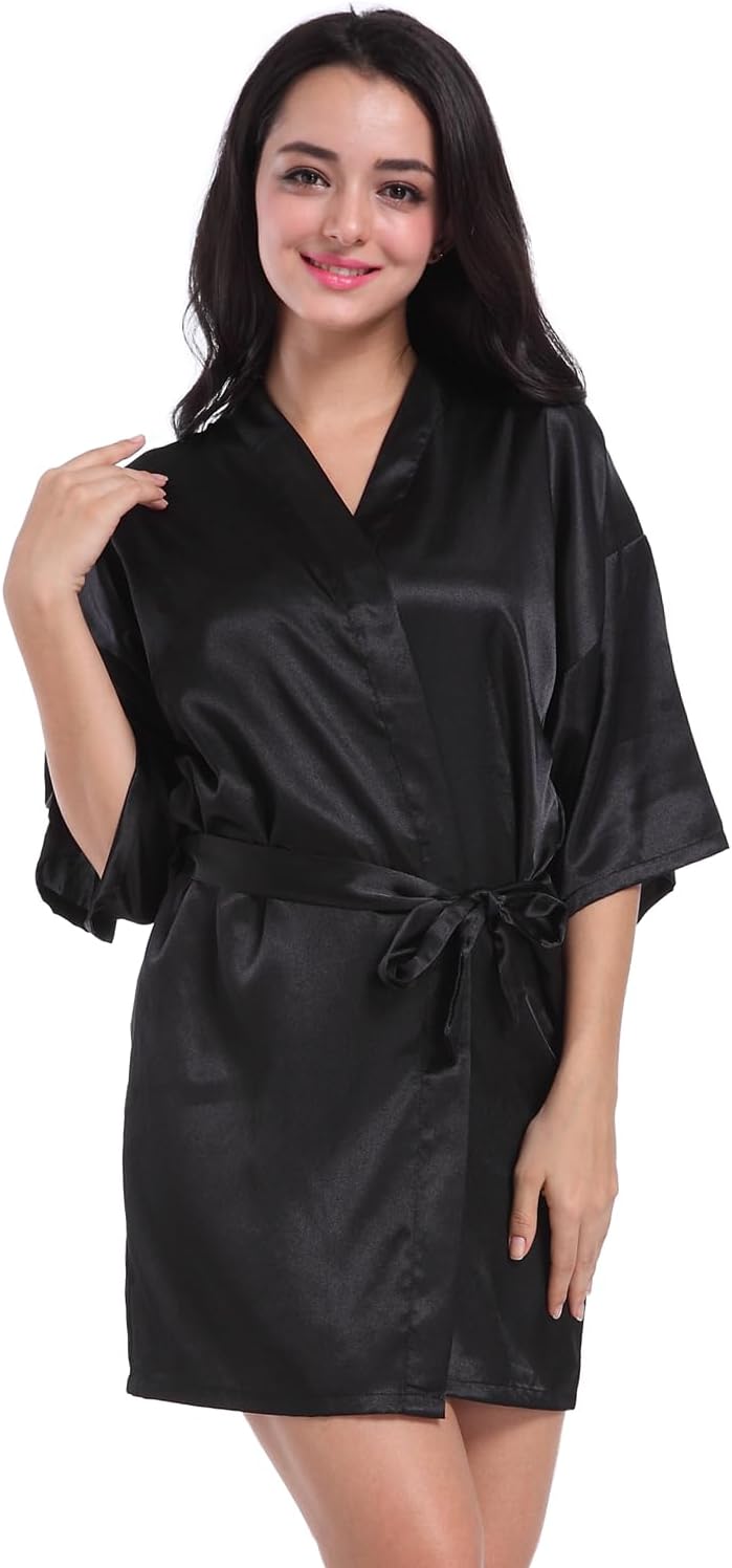 Womens Birthday Queen Squad Robe Spa Robes Party Supplies for Women Silk Kimono Robe with Gold Glitter - Image 4