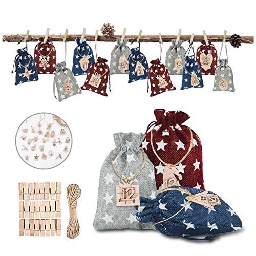 DIY Calendrier de l'Avent Beauté à Remplir Numero Advent Calendar 24 Calendriers de Noël sac en tissu avec 1 à 24 Autocollants Chiffres de L'Avent Petits Cadeaux Calendrier de L'avent Tissu3 Cover