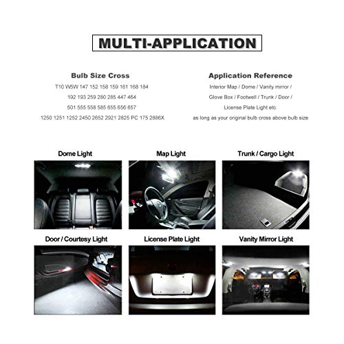 Bombillas LED T10 blancas para auto pack de 10 miniatura 4