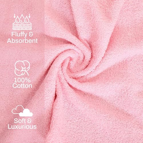 Image of Layers 100% Cotton Face Towels | 450 GSM Soft & Highly Absorbent | Aqua Plush Collection | Pack of 12 Super Soft Towels for Men & Women | 30 x 30 cm - Pink