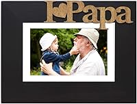 Vista 2 de Isaac Jacobs - Marco de fotos de madera con texto en inglés "I Love Papa" / I Heart Papa, regalo de fotos para papá, abuelo, familia, para mesa