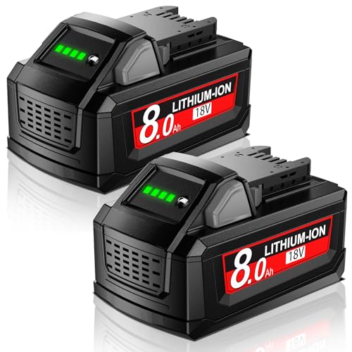2Packs Upgraded 8.0Ah 18V Replacement for M18 Milwaukee Battery Compatible with 18V Milwaukee Battery 48-11-1810 48-11-1820 48-11-1840 48-11-1850 48-11-1828 48-11-1860 Cordless Tools