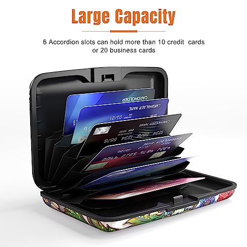 Image of Rimilak Aluminuml Credit Card Holder, Mini Credit Card Wallet RFID Blocking Slim Metal Hard Case for Women Men, Mandala Flower