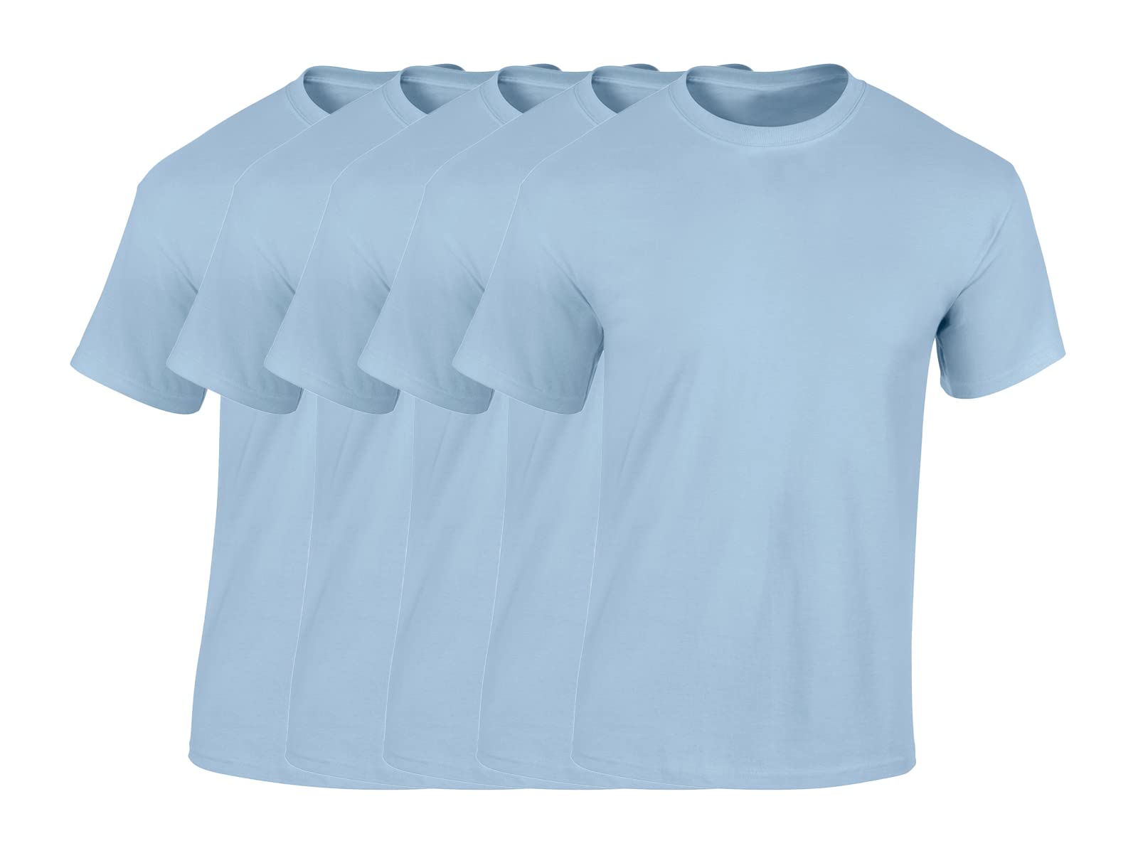 COOZO Mens Heavy Cotton Pack of 5 T-Shirts - Light Blue - 2XL