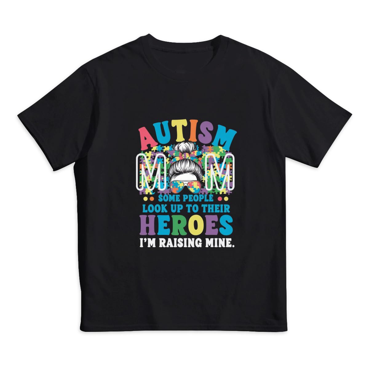 GERCASE Autism Mom Raising Heroes Autism Awareness Kids' 100% Cotton T-Shirt - Soft Tee for Boys & Girls