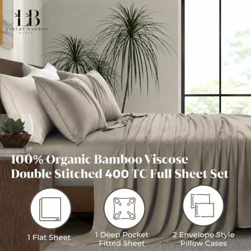 Image of |Full Size Sheet Set | Organically Grown | Ultra Soft & Cooling |100% Viscose | 17 inch Deep Pocket [Cocoa]
