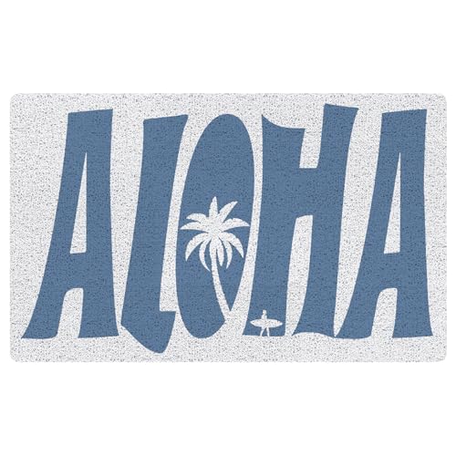 URLLUAE Aloha Beach Door Mat, Retro Nautical Coastal Tropical Palm Tree Welcome Mats Doormat for Front Door Porch Indoor Outdoor Entrance Entryway, Beach Themed Bath Mat, 17x30 Inch