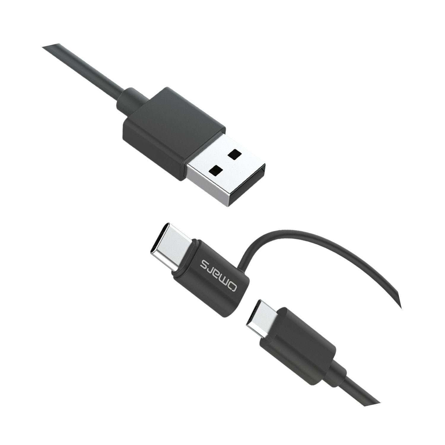 Omars 2'si 1 Arada Type-C Micro USB Şarj ve Data Kablosu 1.2 Metre