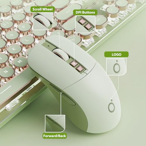 Image of Wireless Gaming Mouse Tri-Mode 2.4GHz /Bluetooth 5.0 /Wired USB-C 5-Level DPI Rechargeable Ergonomic Silent Optical Mice for iMac /MacBook /Computer /Laptop, Matcha Green