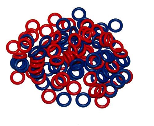 (100 Pack) Soft Stitch Ring Markers, Red & Blue (Small Size for Needle Sizes 0-8, for Knitting/Crochet/etc)